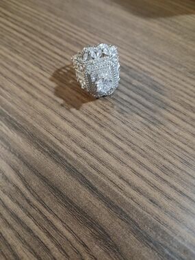 Sterling Silver White CZ Halo Statement Ring